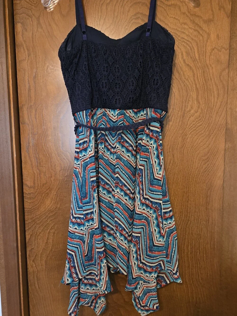 Blue Lace Top Multicolor Chevron Sundress